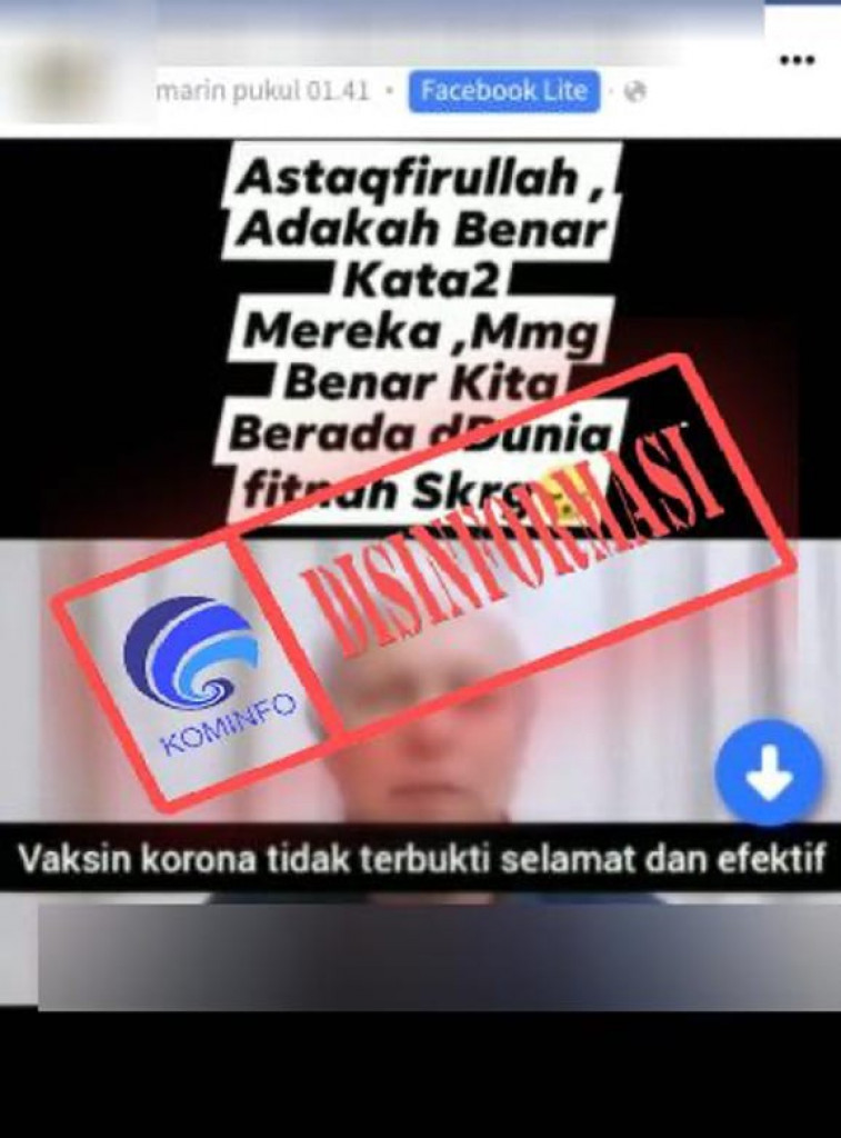 [DISINFORMASI] Vaksin Covid-19 Tidak Aman dan Efektif, Covid-19 Sama seperti Flu Biasa dan Ini adalah Rekayasa Pandemi